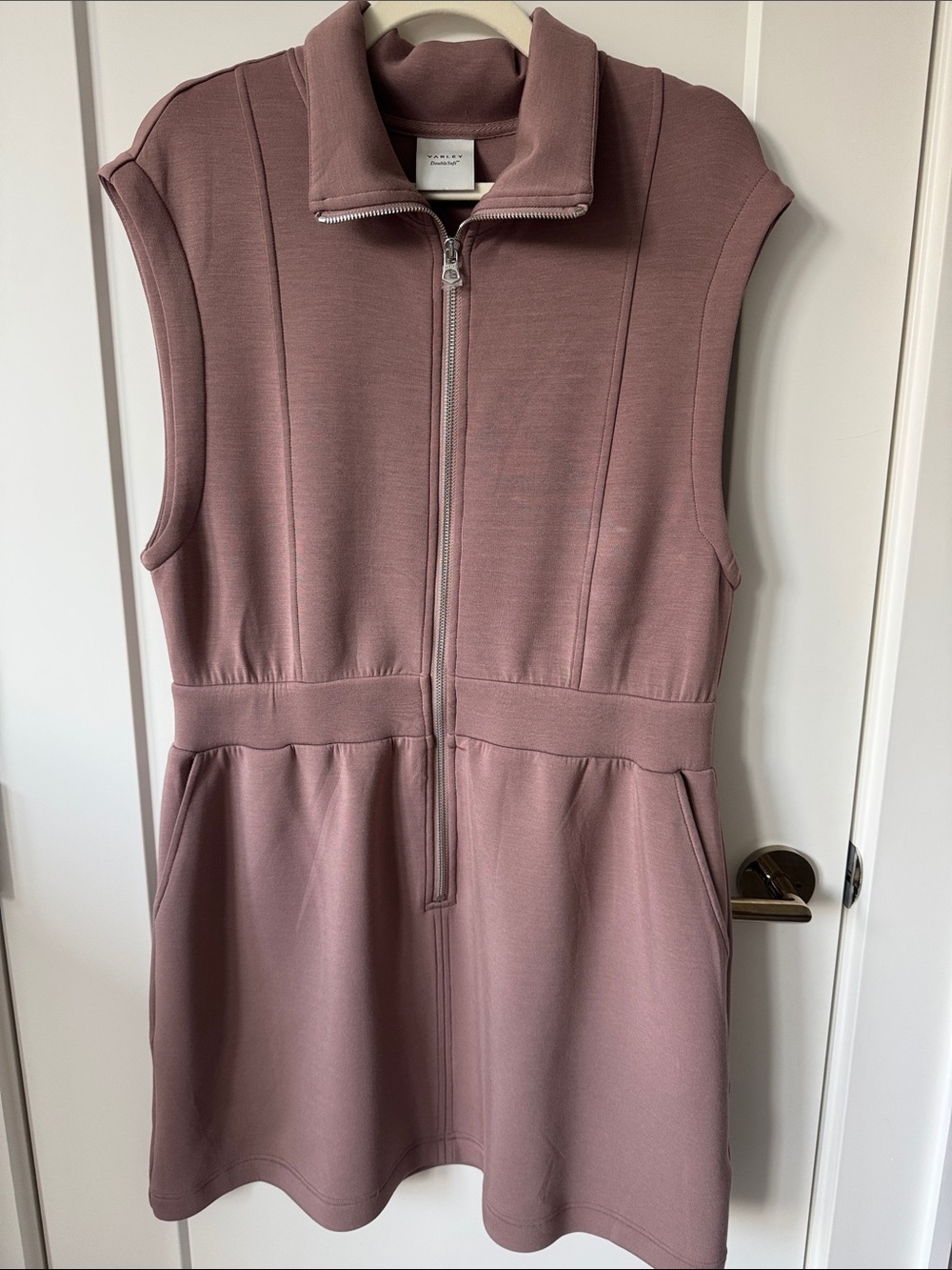 Varley Rebecca Zip-Through Mauve Sleeveless Polo Dress